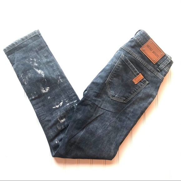 Nicole Benisti Distressed Jean Gray Size 28 Paint Splat NWOT Distressed Denim - Picture 13 of 16